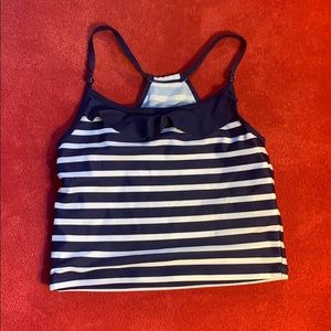 Two Piece Navy and white striped bathing suit